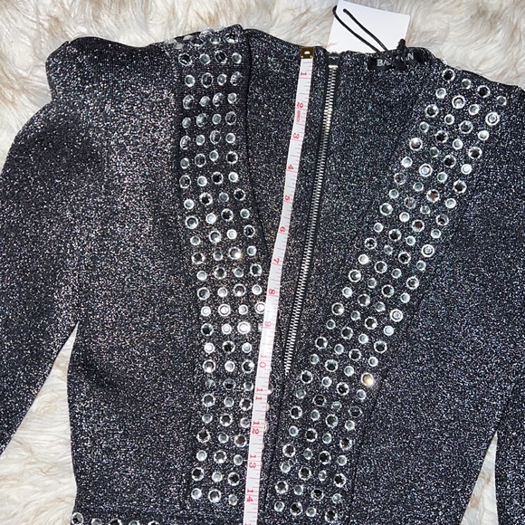 BALMAIN Crystal-embellished metallic stretch-knit mini dress - Picture 14 of 15